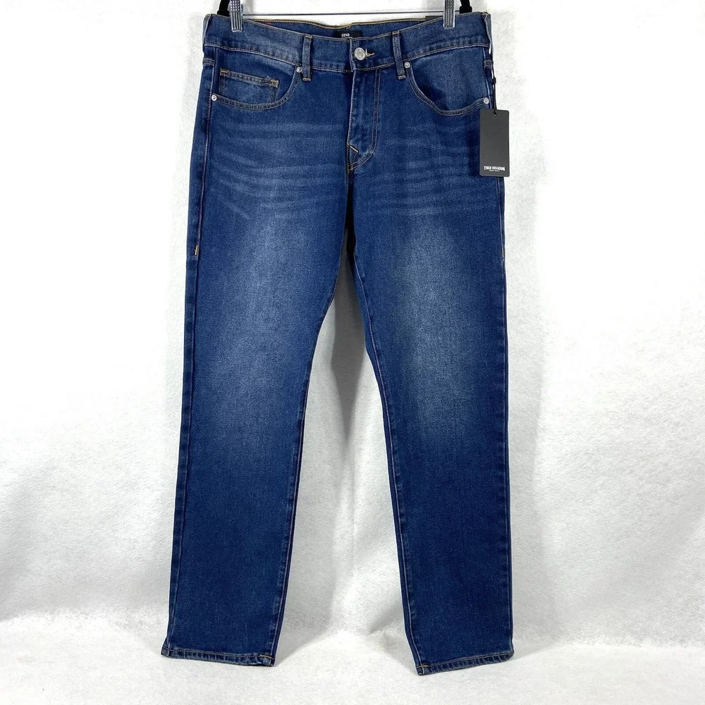 True Religion Geno Jeans Men's 34x32 Blue Relaxed Slim Row Seat Stretch New